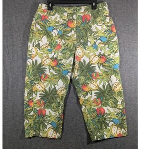 Chicos Womens Cropped Capri Cotton Blend Jeans Tropical Fruit Sz 12 (Chico Sz 2)